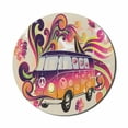 thumbnail image 1 of Boho Mouse Pad for Computers, Peace Van Funny Minivan Explorer Caravan Paisley Antiqued Look Groovy Retro, Round Non-Slip Thick Rubber Modern Gaming Mousepad, 8" Round, Multicolor, by Ambesonne, 1 of 2