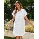 thumbnail image 4 of Vestido camisero Zeagoo de algodón blanco de manga corta para mujer, 4 of 6