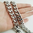 thumbnail image 2 of 24" 15mm 316L Stainless Steel Heavy Link Silver Curb Cuban Chain Men Necklace, 2 of 9
