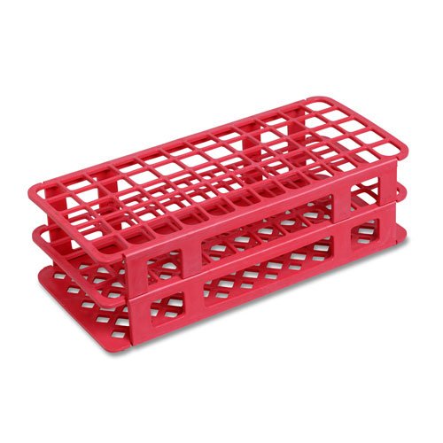 Karter Scientific 207J2 Plastic Test Tube Rack, Holds 60, for 15/17mm Diam. Tubes, PP mat, Red