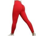thumbnail image 4 of SMihono Women's Solid Color Wrinkled Peach Hip Active Sports Fitness Running High Waist Full Length Long Pants Yoga Pants Female Fashion Red 6, 4 of 5