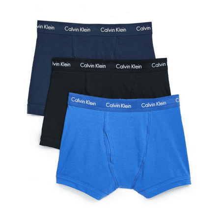 Calvin Klein Men's NB2615905 Cotton Stretch 3-Pack Trunk Black, Shadow, Blue L