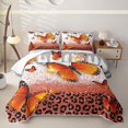 thumbnail image 2 of Homewish Orange Butterfly Leopard Print Quilt Full, Animal Full Bedspread Sets, 3-Piece 1 Coverlet and 2 Pillowcases, 2 of 7