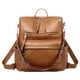 thumbnail image 1 of Mochila de moda para mujer, bolso de viaje de cuero PU marrón, 1 of 1