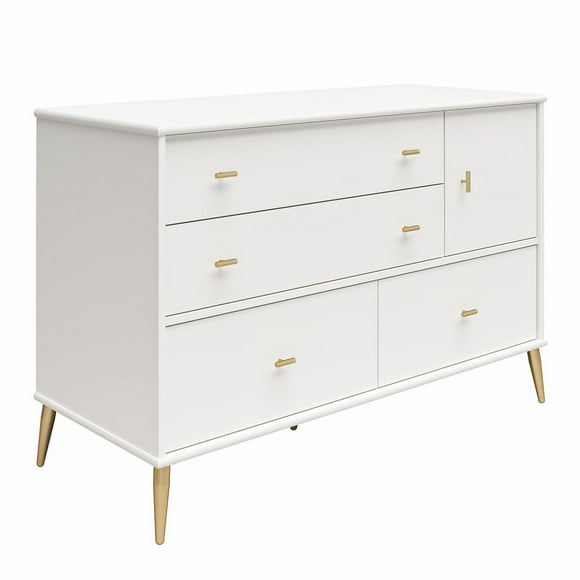 Valentina Asymmetrical 4 Drawer / 1 Door Convertible Dresser, White