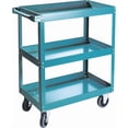 thumbnail image 1 of Kleton Knocked-Down 3-Shelf Utility Truck, 24-Inch By 48-Inch, 5-Inch Blue Elastic Rubber Casters, 900 lbs Capacity, 1 of 1