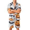 thumbnail image 2 of Pumpkin Pajamas Men Matching Halloween Pajamas Halloween Pjs Halloween Pajamas Men Cute Halloween Pajamas for Men Men 2 Piece Halloween Pajamas Outfits Pumpkin Print Short Sleeve, White, S, 2 of 4