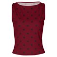 thumbnail image 6 of idosla Women Polka Dot Tank Tops Sleeveless Crew Neck Print Basic Casual Slim Fit T Shirt Y2k Trendy Going Out Top (Wine, L), 6 of 6