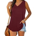 thumbnail image 2 of Women's Casual Solid Color T-Shirt Comfortable Fit Stretchable Soft Fabric Breathable Tank Top for Everyday Wear, 2 of 5
