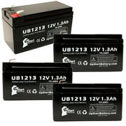4x Pack - Optima Batteries SLA1005 Battery Replacement - UB1213 Universal Sealed Lead Acid Battery (12V, 1.3Ah, 1300mAh, F1 Terminal, AGM, SLA) - Includes 8 F1 to F2 Terminal Adapters