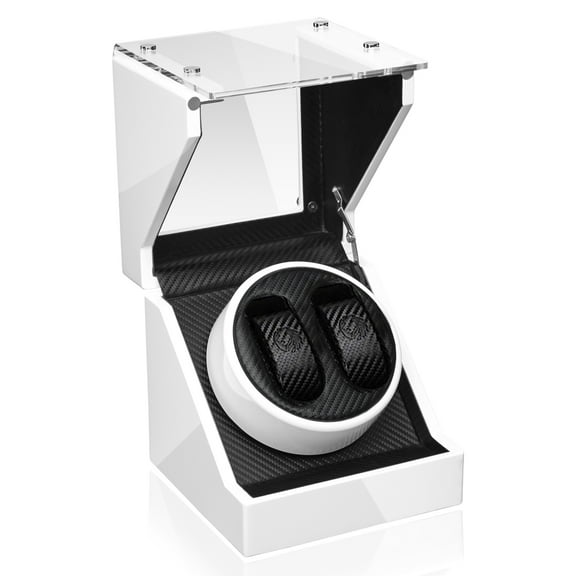 Double Watch Winder for Automatic Watches, Black White Automatic Watch Winders with Quiet Japanese Mabuchi Motor for Men Women