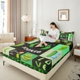 thumbnail image 4 of Manfei Cartoon Cucumber Pickle Bed Sheets, Funny Vegetables King Sheets, Black Green Patchwork Sheet Set, Luxury Bedroom Decor, 4-Piece, 4 of 7