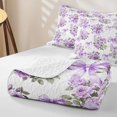 thumbnail image 4 of Erosebridal Purple Ribbon Bowknot Twin Quilt Set,Cute Flowers Twin Coverlet Set For Girls,2 Pieces, 4 of 7