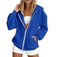 thumbnail image 4 of SUXIAN Zip up Hoodie Solid Color Long Sleeve Soft Lined Pockets Relaxed Breathable Jacket Womens Zip up Hoodies XXL, 4 of 7