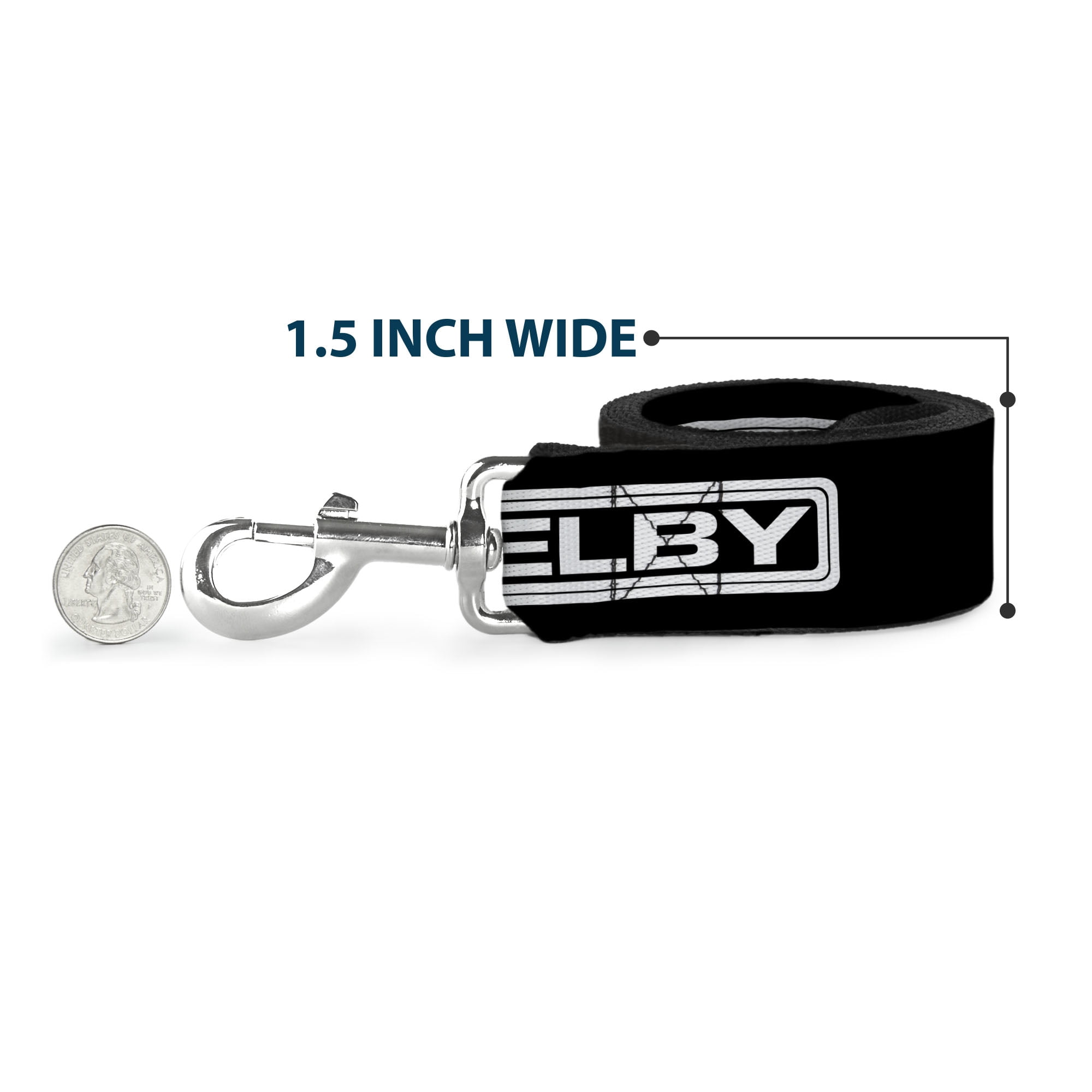 Carroll Shelby Pet Leash, Dog Leash, Carroll Shelby CS Shelby Racing Logo Block Black White, 6 Feet Long 1.0 Inch Wide