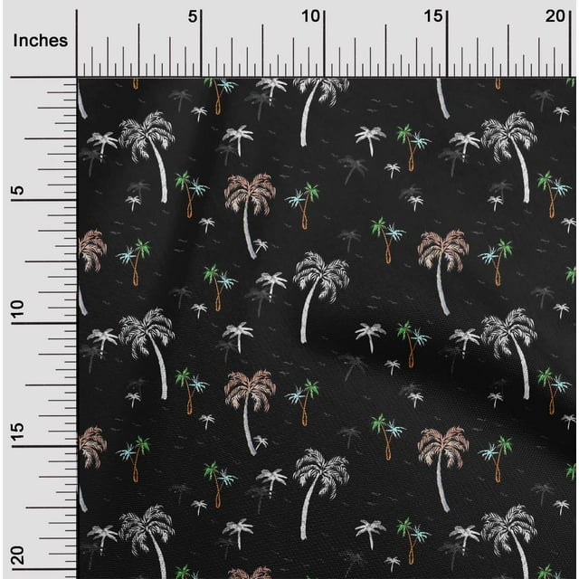 oneOone Organic Cotton Poplin Twill Fabric Bird & Palm Tree Printed Fabric 1 Yard 42 Inch Wide