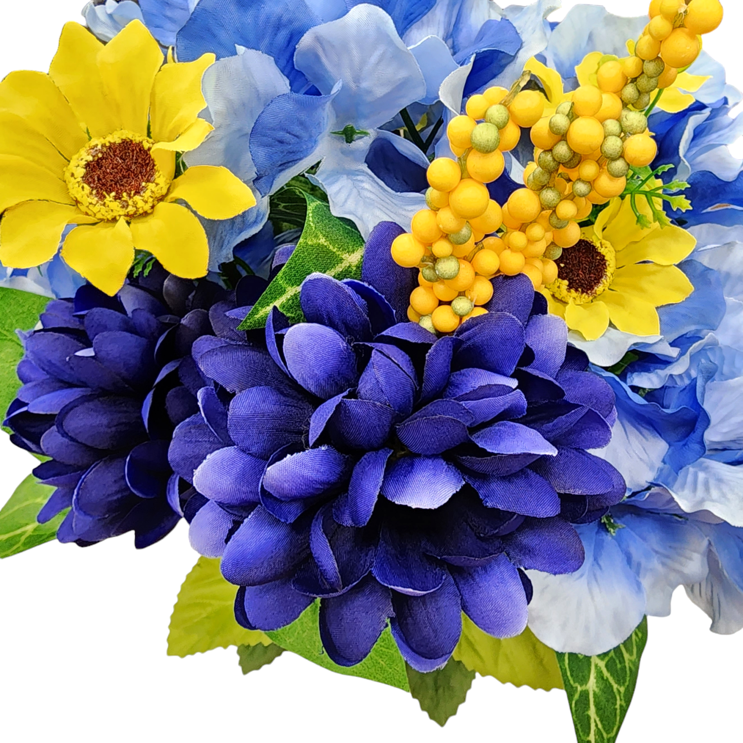 Mainstays Artificial Blue/Yellow Hydrangea 18 in Tall Summer Indoor Bush Decoration