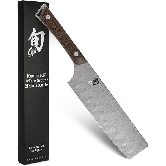 Shun Kanso 6.5" Hollow Ground Nakiri Knife, Handcrafted Japanese Vegetable Knife, AUS10A Stainless Steel Blade, Tagayasan Handle, Slicing Tool for Professional and Home Chefs