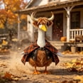 thumbnail image 6 of RUINIXCW Highland Cow Porch Goose Outfit for 23 inch Cement Plastic Garden Holiday Porch Goose Statue Goose Clothes Fall Winter Plush Cow Outfit with Horn Farm Yard Patio Lawn Art Decor (No Goose), 6 of 9