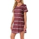 thumbnail image 4 of CAMISETA DE NOCHE PARA MUJER INSPIRADA CHIC Cuello Redondo Mangas Cortas Camisón a Rayas S Rojo, 4 of 6