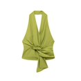 thumbnail image 3 of HH TRAF 2024 Conjuntos femeninos con escote en V, sin mangas, espalda descubierta, cremallera, blusa + cintura elástica, pantalones anchos con cordones, traje de verano para mujer a la moda, 3 of 5
