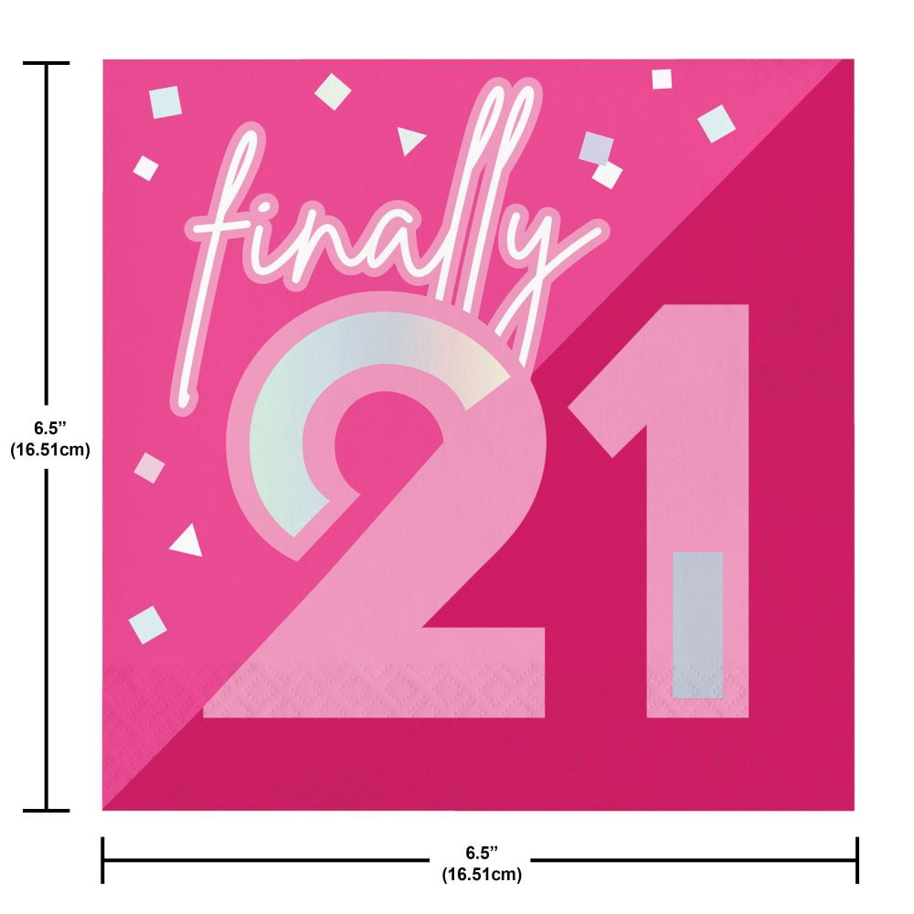 Hot Pink Foil 21st Birthday Tableware Set, Serves 8