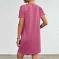 thumbnail image 4 of Robes Femmes DYTTDG Robe pour Femme Col Rond Manches Courtes Ample Décontractée Mini-Robe avec Poches Économies jusqu'à 30 % de Rabais Rose Vif,P, 4 of 7