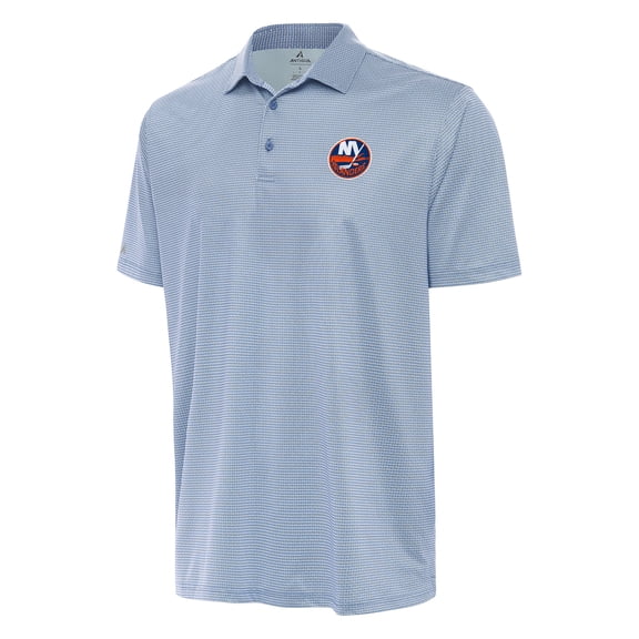 Men's Antigua Heather Aqua/White New York Islanders Rings Polo