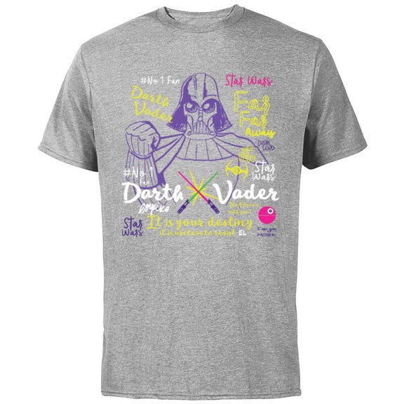 Star Wars Darth Vader Quotes and Doodles - Short Sleeve Cotton T-Shirt for Adults - Customized-Athletic Heather
