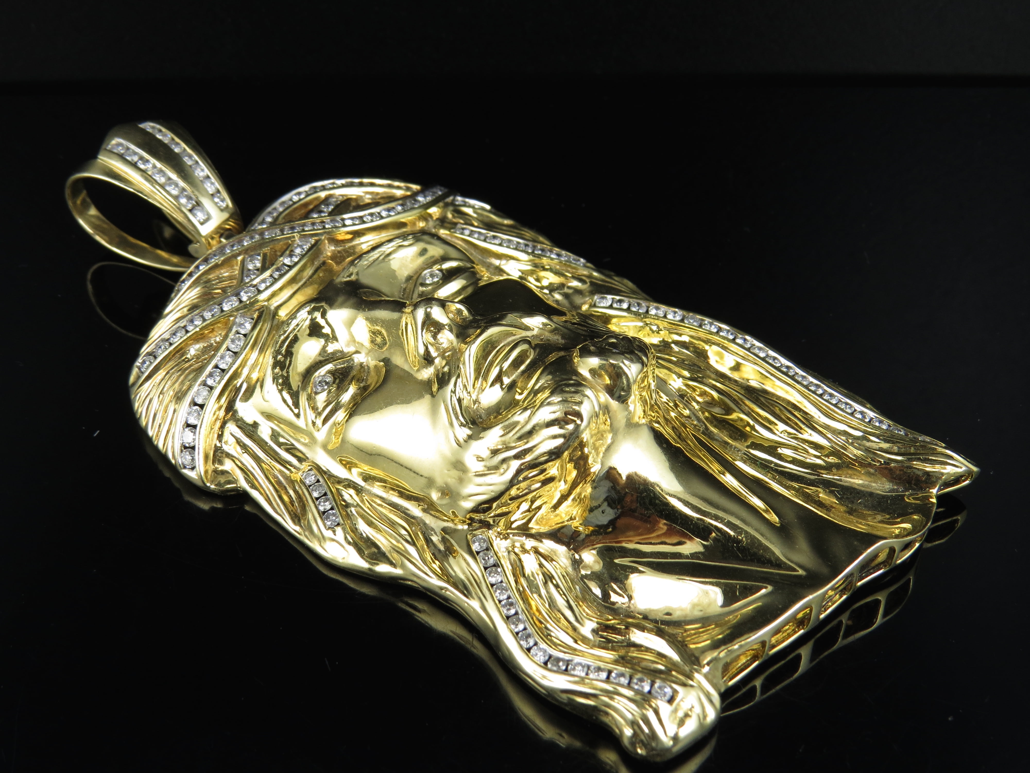 Men's 10K Yellow Gold Jesus Face XL 