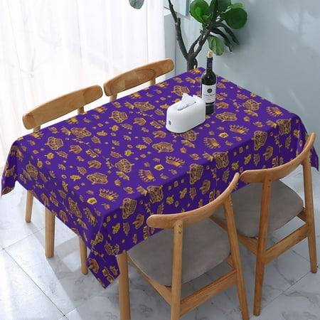 

Tablecloth Royal Crowns - Gold On Purple Table Cloth For Rectangle Tables Waterproof Resistant Picnic Table Covers For Kitchen Dining/Party(54x72in)