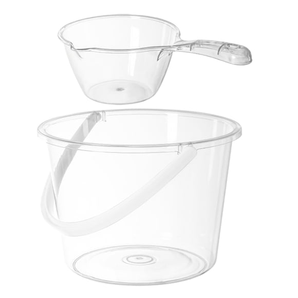 1 Set Rectangular Plastic Bucket with Scoop for Bathroom Use