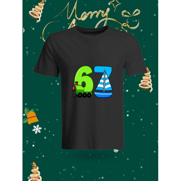Fashion Creative Number 6 and 7 Pattern T - Shirt Personalized Food Style Short - Sleeve Top This T - shirt features a unique design with the numbers 6 and 7. The number 6 is designed like a chocolat