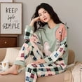 thumbnail image 3 of Pijama de algodón puro para mujer, traje informal holgado de manga larga, talla grande 4XL, modelos de primavera y otoño, servicio a domicilio, 3 of 4