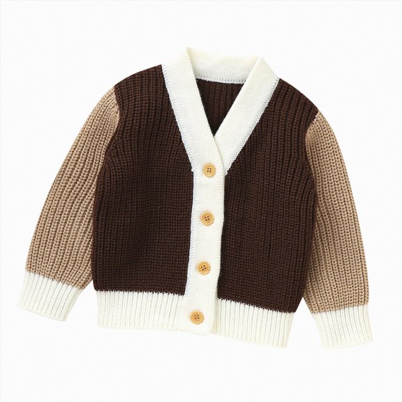 Splozh Boys Cardigan Sweater Kids Button Down Sweaters Casual Fashion Clothes Fall Winter Clothes Toddler Boy Sweatshirt,Coffee,2-3 Years