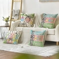 thumbnail image 4 of hofaaa Happy Easter Bunny Eggs Colorful Throw Pillow Cover, 18 x 18 Inch Happy Easter Stripes Cushion Case Decoration for Sofa Couch Set of 4, 4 of 6