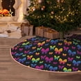 thumbnail image 5 of Daiia Rainbow Butterfly Drawing Merry Christmas Tree Skirt , Xmas Large Lace-up Tree Skirt, Santa Snowflakes Rustic Home Decorations New Year Party Farmhouse Decor-30", 5 of 6