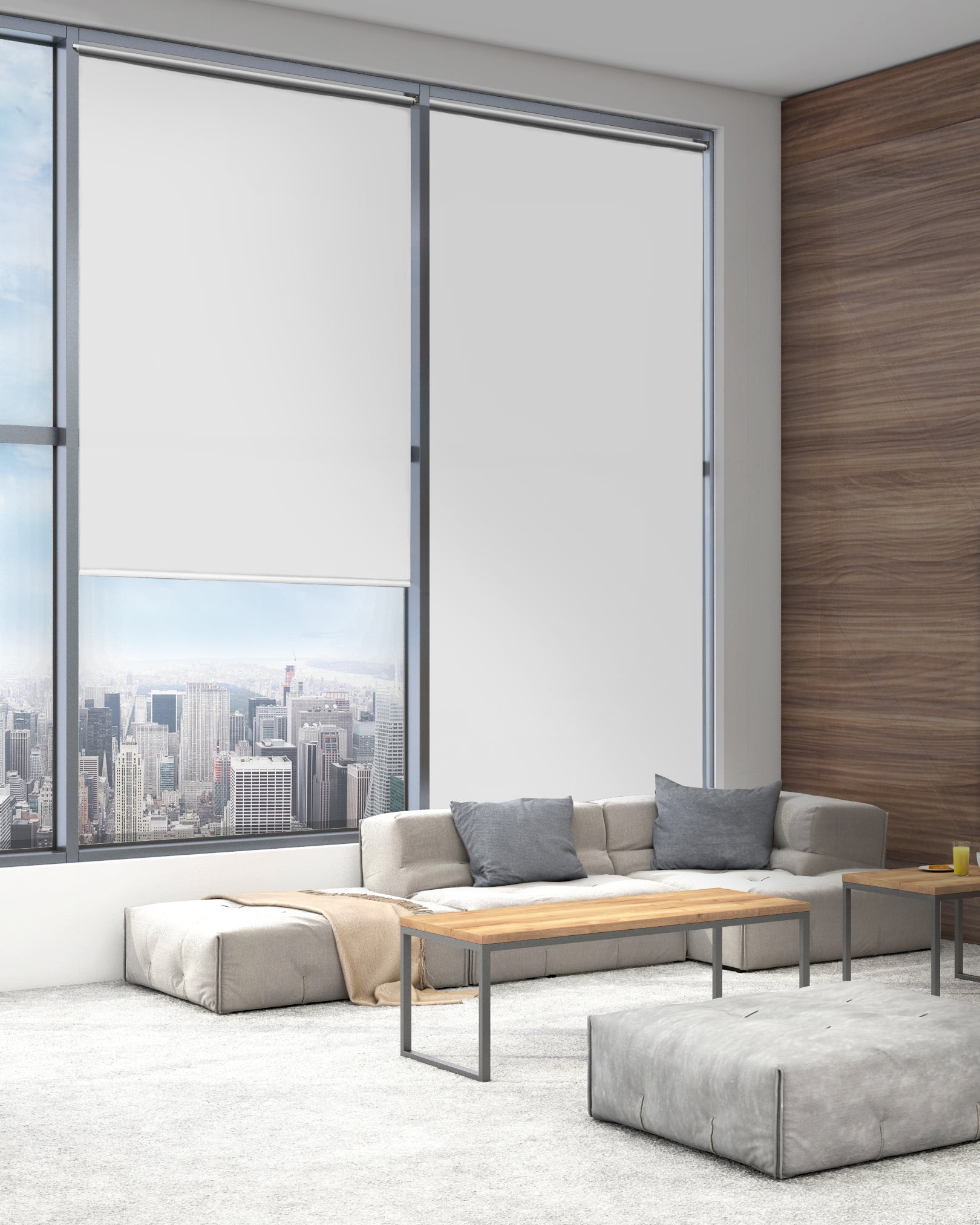 Lumi Room Darkening Cordless Vinyl Roller Shade, White, 55" x72"
