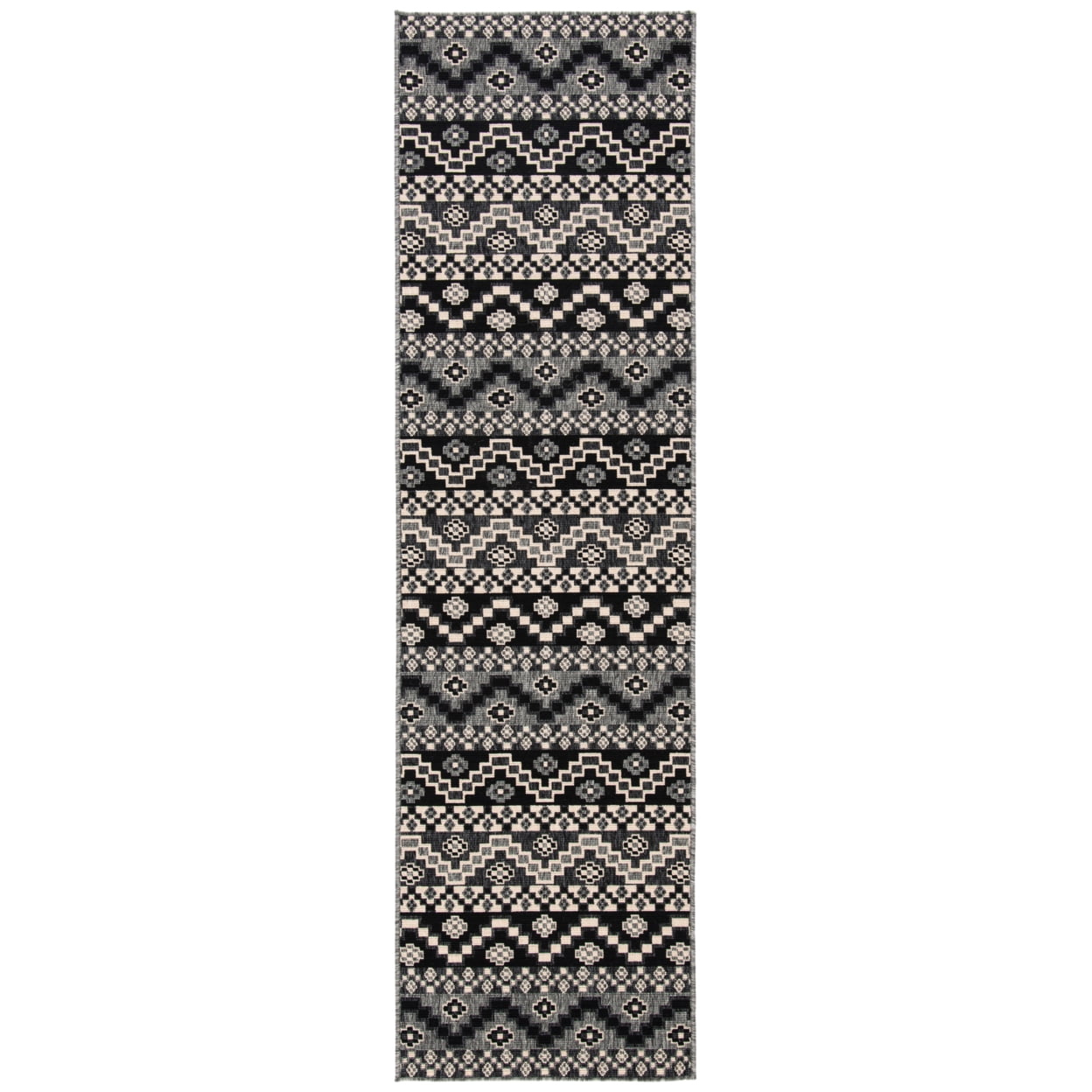 SAFAVIEH Veranda Luwig Southwestern Indoor/Outdoor Area Rug, 4' x 5'7", Black/Beige