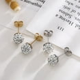 thumbnail image 3 of PYNZY Crystal Ball Earrings Stud 14K Yellow Gold Plated Bling Unisex Dainty Studs Jewelry 10MM, 3 of 4