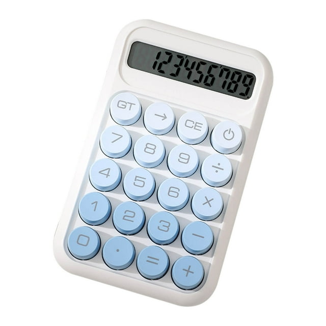 Calculator Mini Desktop 10-Digit LCD Display Battery Powered with Round Keys and Non-Slip Base for Home School Use