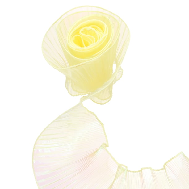Uxcell 5.5" x 5.5 Yards Borde de Organza con Volantes Plisados Iridiscente Cinta de Encaje para Manualidades DIY Vestido Ropa Regalo Decoración del Hogar, Amarillo