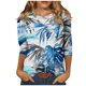 thumbnail image 2 of ICHUANYI Liquidación Moda Mujer Impreso Camiseta Suelta 3/4 Mangas Blusa Cuello Redondo Casual Tops ICHUANYI WER2023082203028, 2 of 4