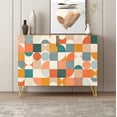thumbnail image 2 of PixonSign Sideboard and Buffet Cabinet, 2 Doors Wood Storage Cabinet Console Table with Geometric Colorful Polygon Collage Geometry for Kitchen, Bedroom, Dinning, Foyer, Office - 35" L x 18" W x 29" H, 2 of 5