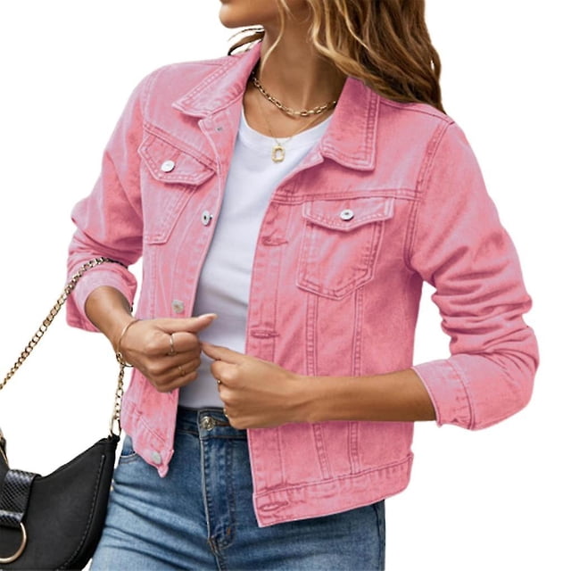 Veste en Jean Ciré à Manches Longues avec Poches