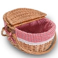 thumbnail image 2 of La cesta de picnic de mimbre tiene un tamaño grande de 15.4 pulgadas con forro extraíble, 2 of 7