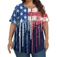 thumbnail image 3 of TQWQT Women Plus Size American Flag Tops 4x-5x Patriotic Crew Neck Shirts Stars and Stripes Pleated Tops Short Sleeve Tops Large Casual Tunics Blouses Blue L, 3 of 6
