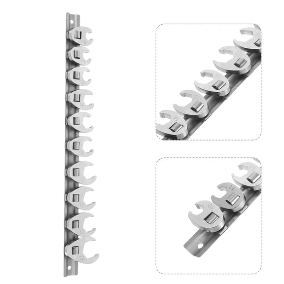 Minkissy 1Set Flexible Metric Crowfoot Flare Nut Wrench Head Portable Carbon Steel Plated Silver Tool