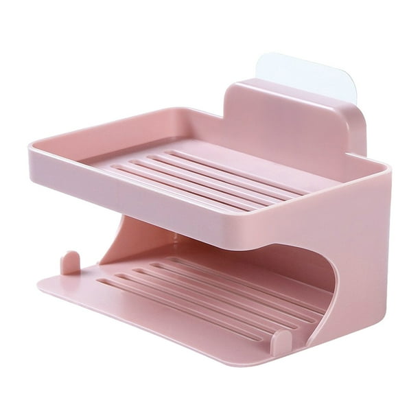 Jabonera sin perforaciones, organizador de jabón de baño de doble capa, estante para jabonera