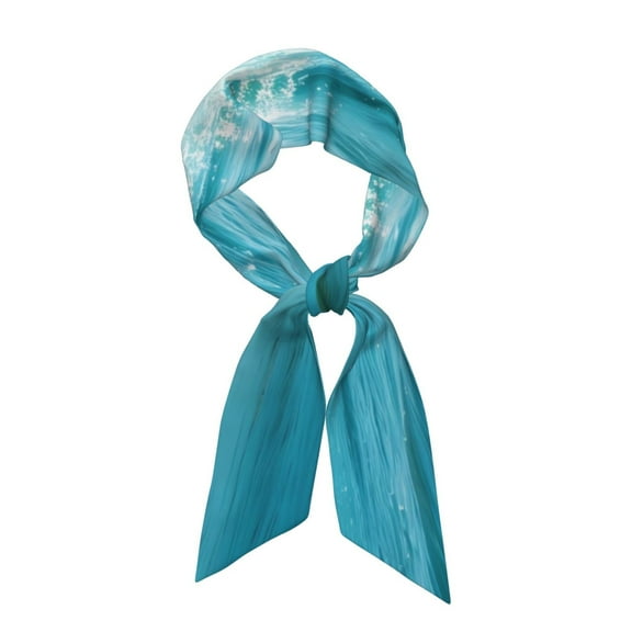 Xecao Sunny Ocean Waves Pattern Large Satin Head Scarf - Satin Hair Scarves Silk Bandana Scarf Headscarf Silk Feeling Scarf for Women